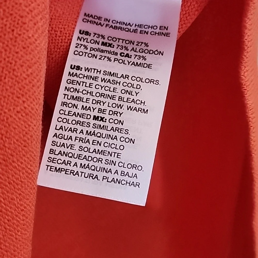 Chico's Summer Romance Tank Sweater Small Orange Scoop Neck Sleeveless Swanktop - Picture 6 of 7